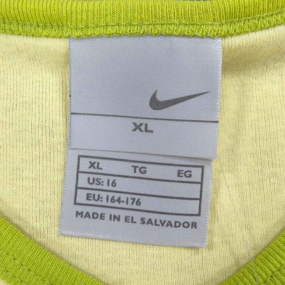 Nike Y2K V-Neck Baby Tee Girls XL Yellow Lime Green NWT Modern 690984-708